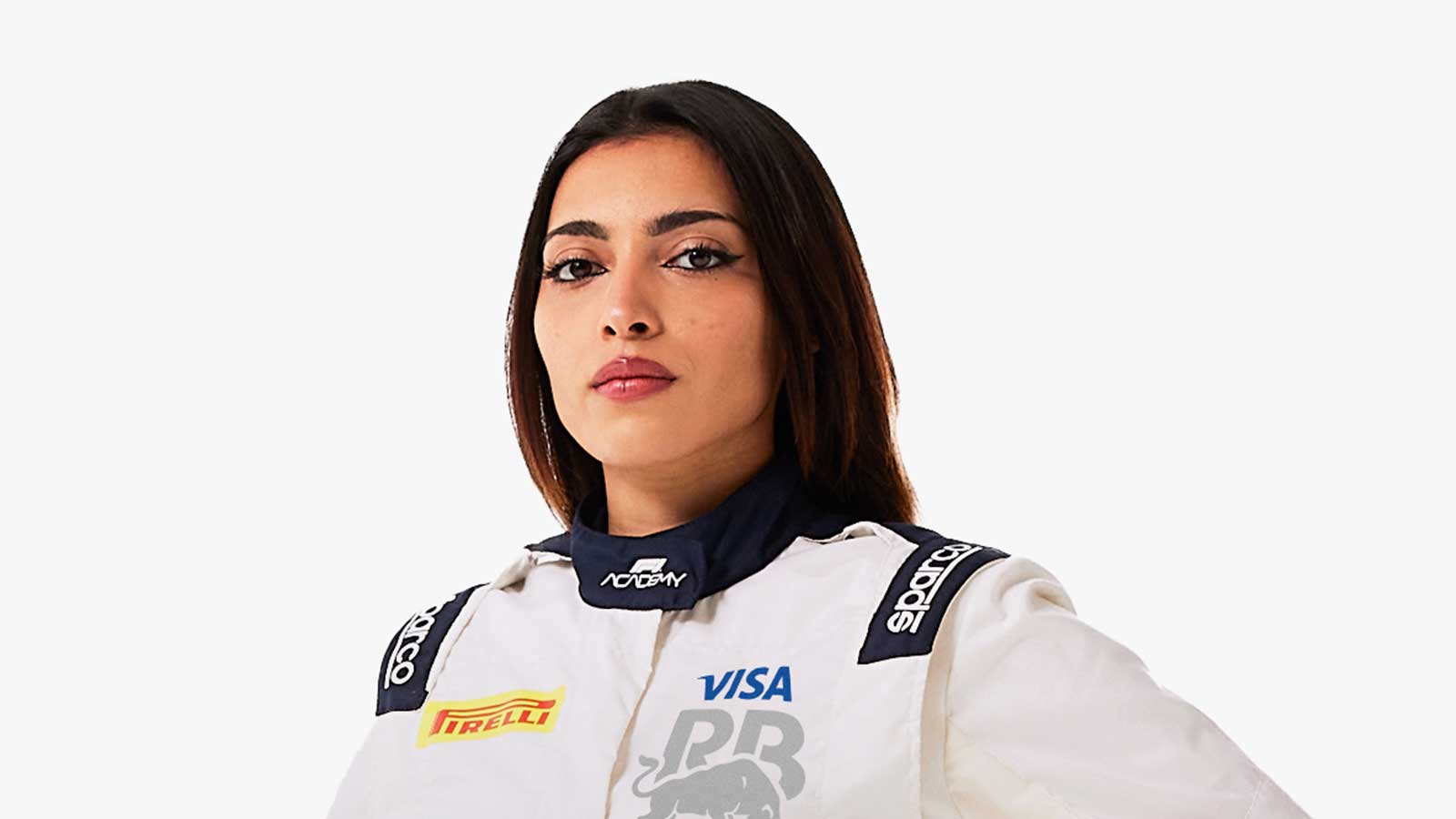 Portrait of Amna al Qubaisi, driver for Visa Cash App RB supporting the F1 Academy team