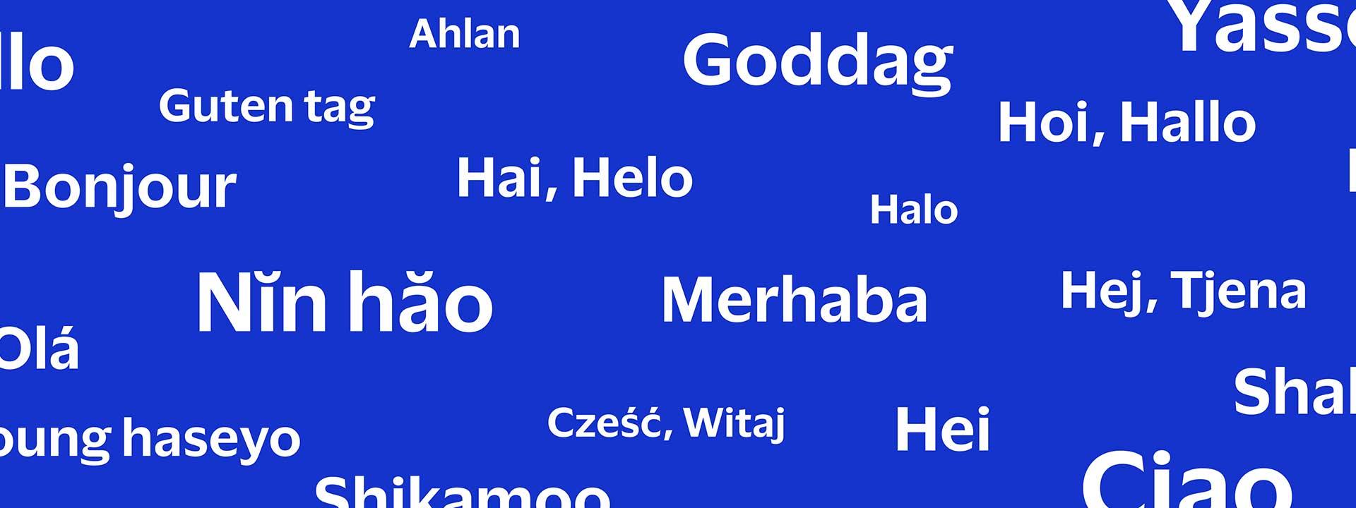 Hello messages in different languages.
