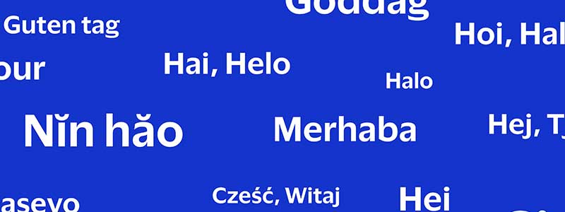 Hello messages in different languages.