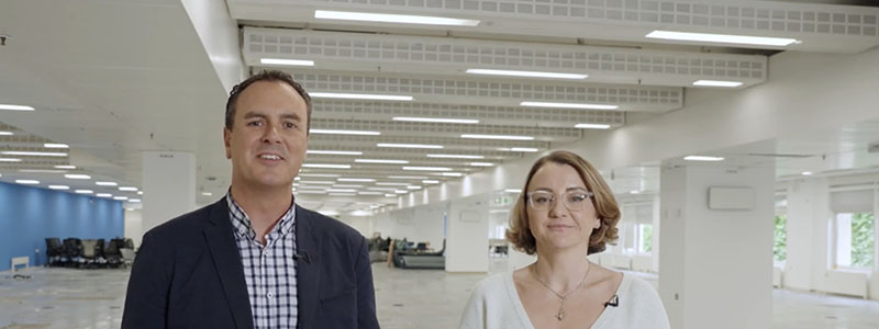 Kenton Mathys, Visa employee and Lucy Jeffrey, Barclays employee. side by side.