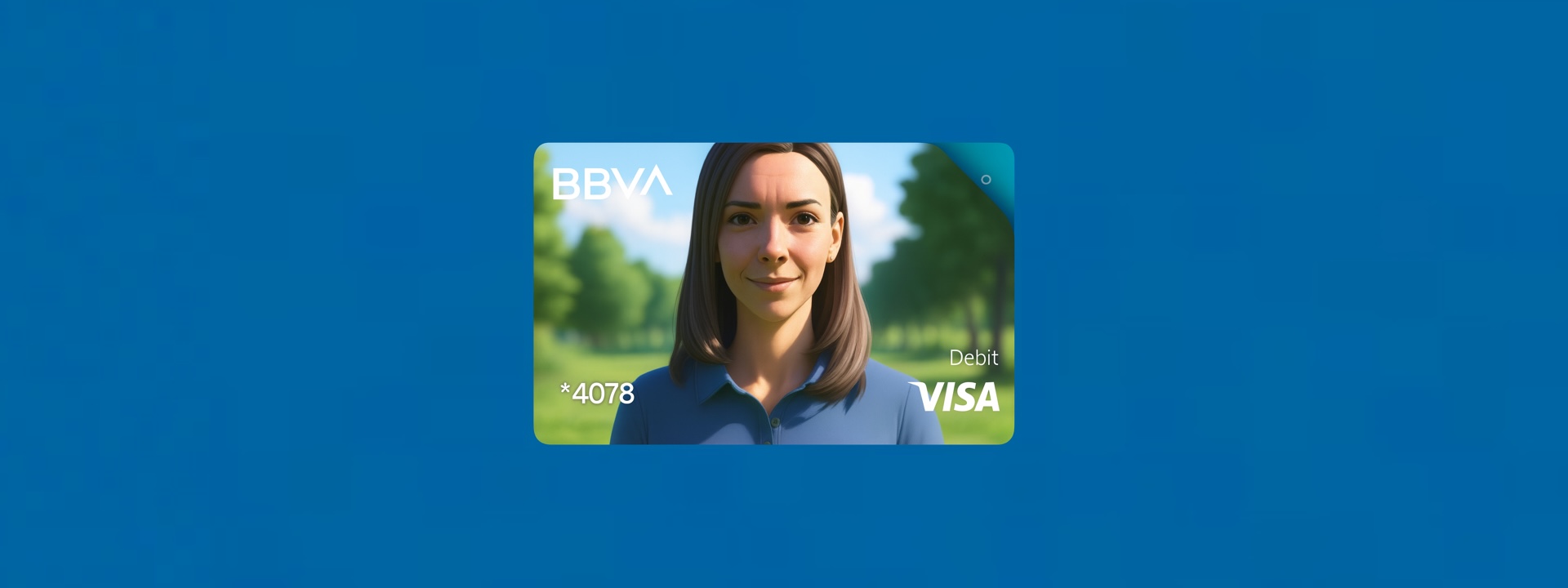 Visa card with woman animation avatar