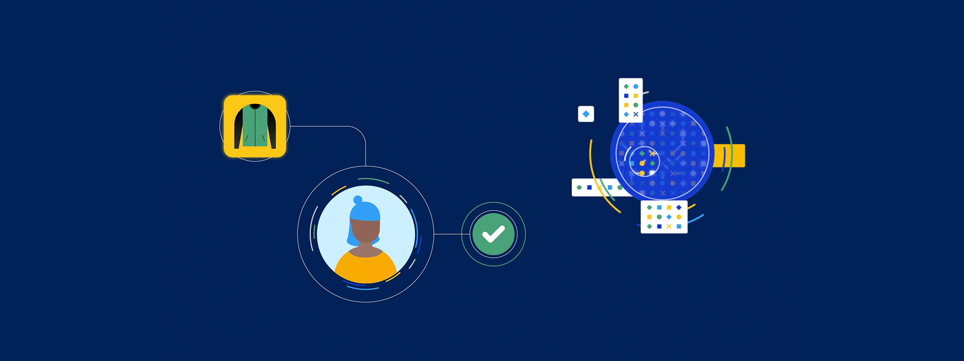 graphic illustration of AI authenticating consumer