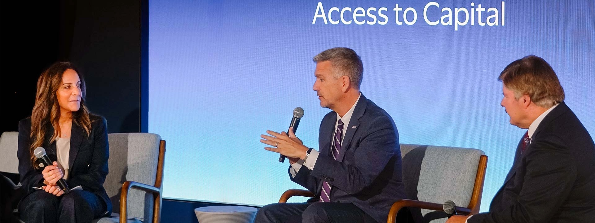 Visa's NA President Kim Lawrence and US SBA Administrator Kelly Loeffler in fireside chat at Visa Payments Vault, DC.