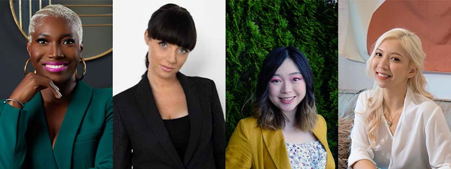 A collage of four women highlighting individual styles and expressions, showcasing empowerment and unique fashion statements in a professional context.