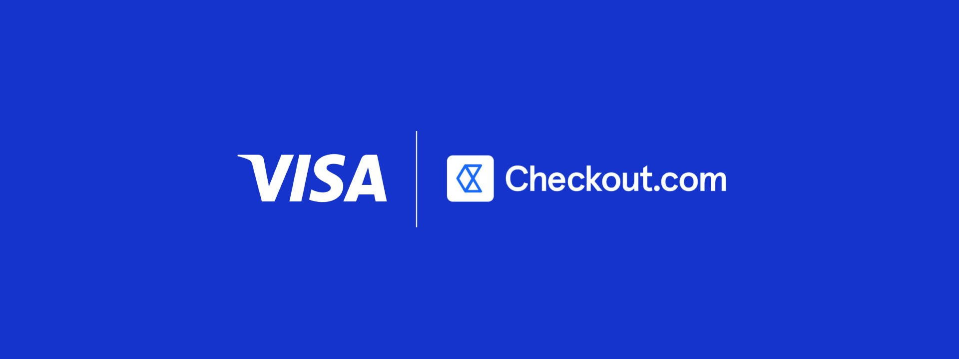 Visa and Checkout.com logos displayed side by side on a blue background