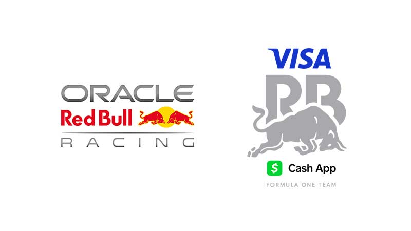 Oracle RedBull Racing and Visa RedBull Cash App Logos.