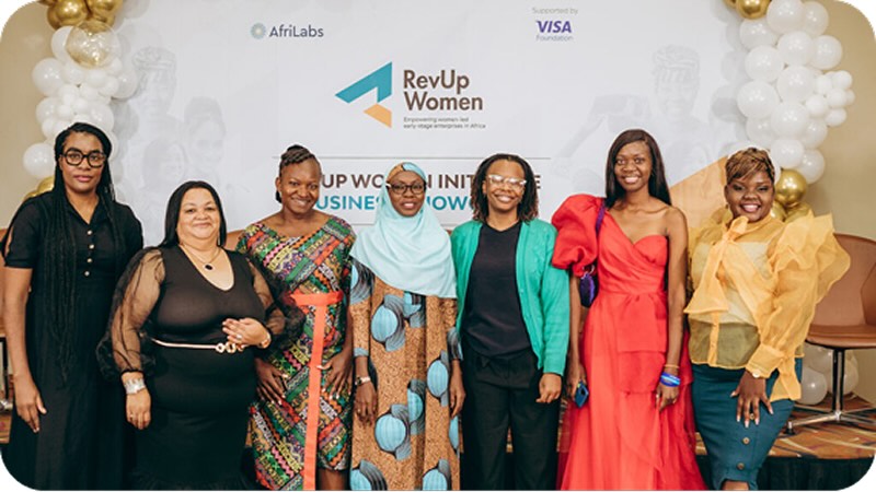 Women posing for group photo at AfriLabs event