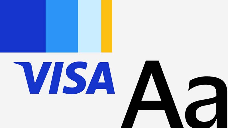 Visa Brand fundamentals image featuring the Visa logo and sample typography “Aa,” representing brand standards.