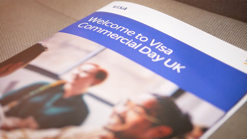 Booklet cover reading Welcome to Visa Commercial Day UK