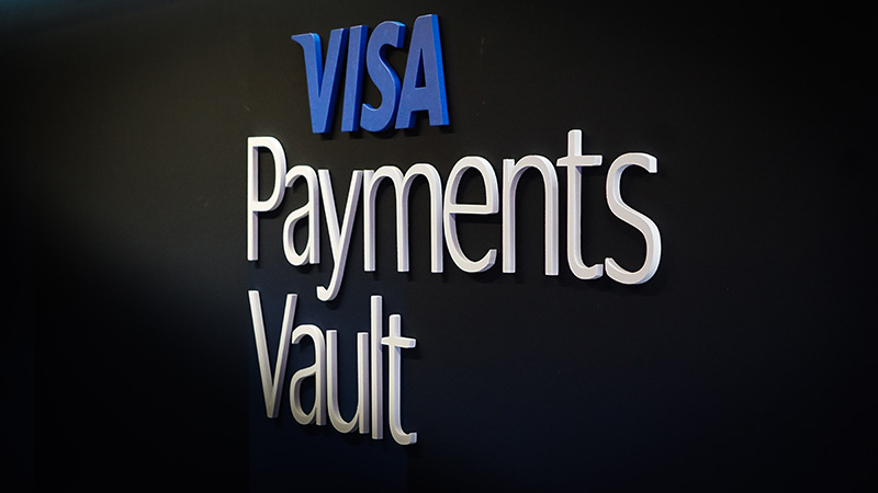 Visa Payments Vault wall sign.